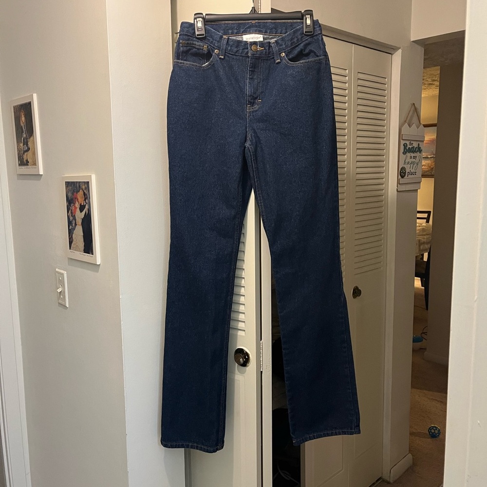 Newport News Jeanology Dark Wash Boot Cut Jeans, Size 6Tall